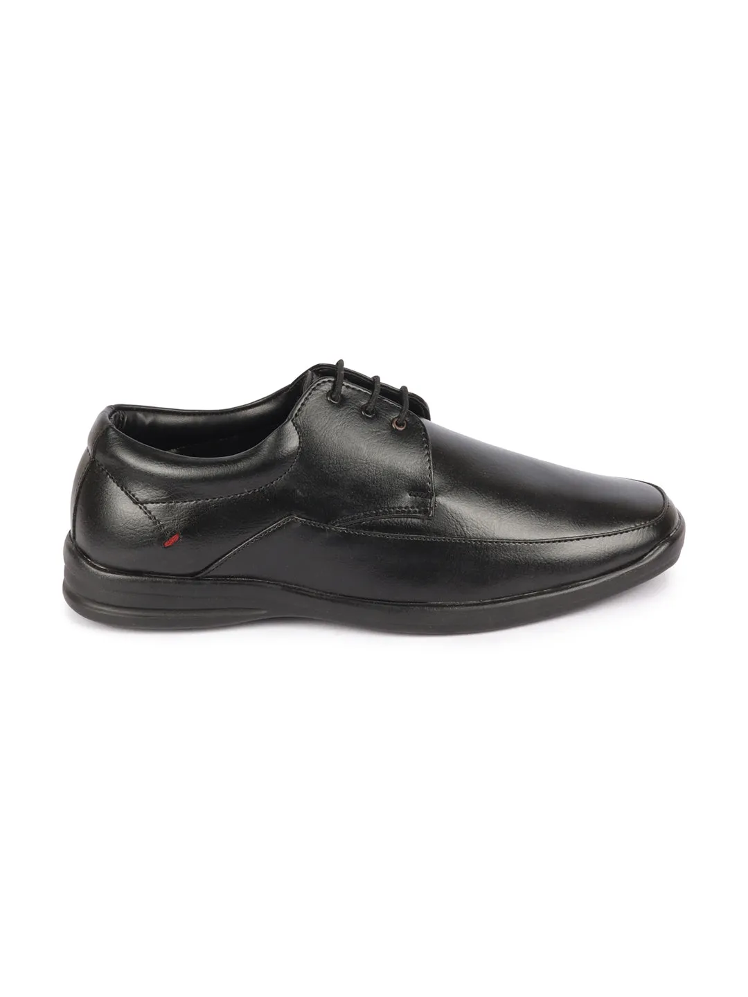 Men Black Formal Office Work Broad Feet Derby Lace Up Shoes