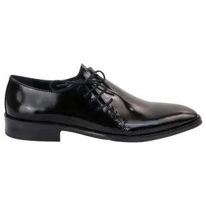 Men's Black Patent Derby Shoes Brogues Angled Laces Genuine Leather Formal Dress Shoe