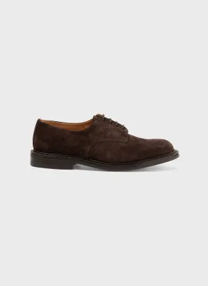 Men's Sunspel and Trickers Suede Derby Shoe in Brown