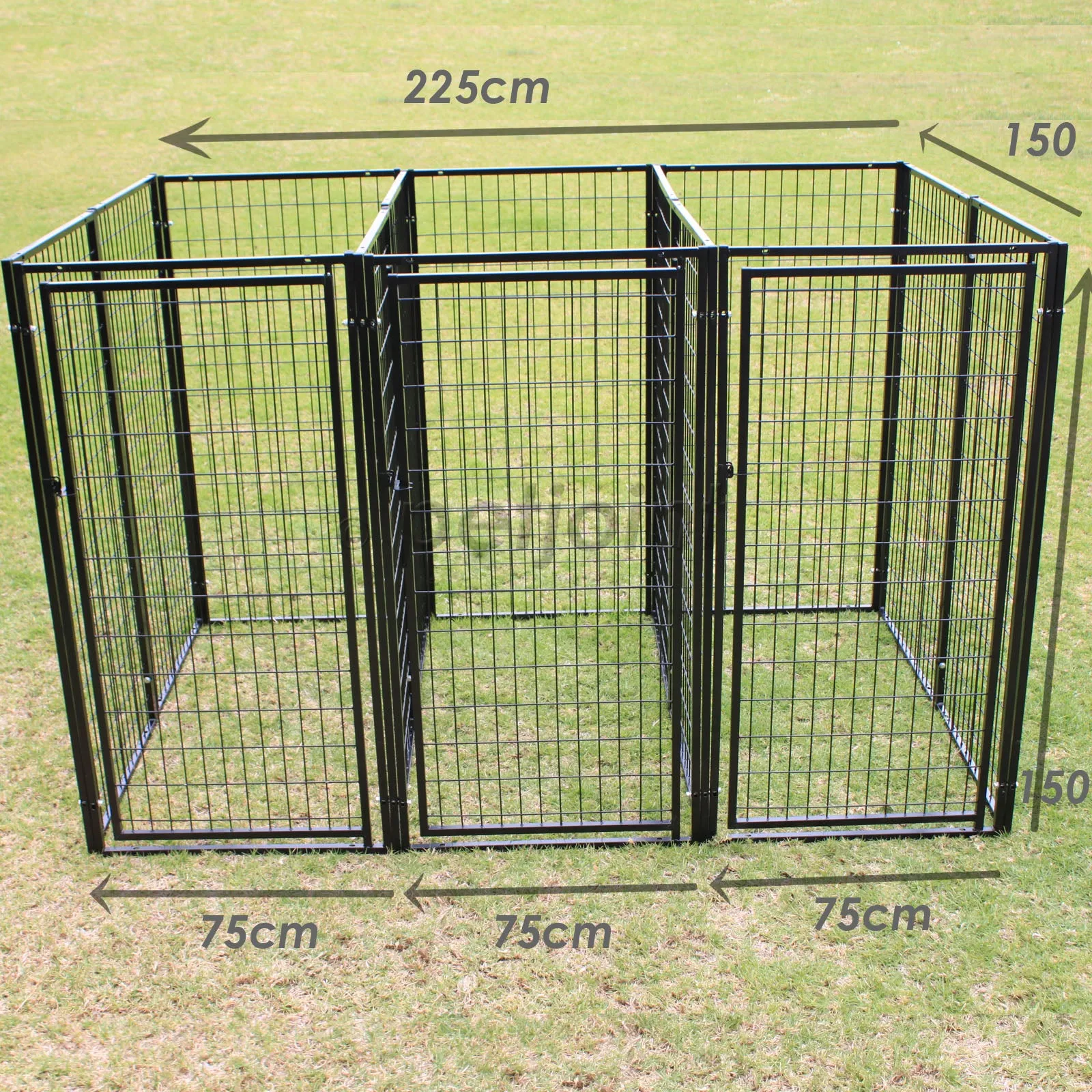 Modular 3 Dog Kennel Super Heavy-Duty Steel Pet Outdoor Run