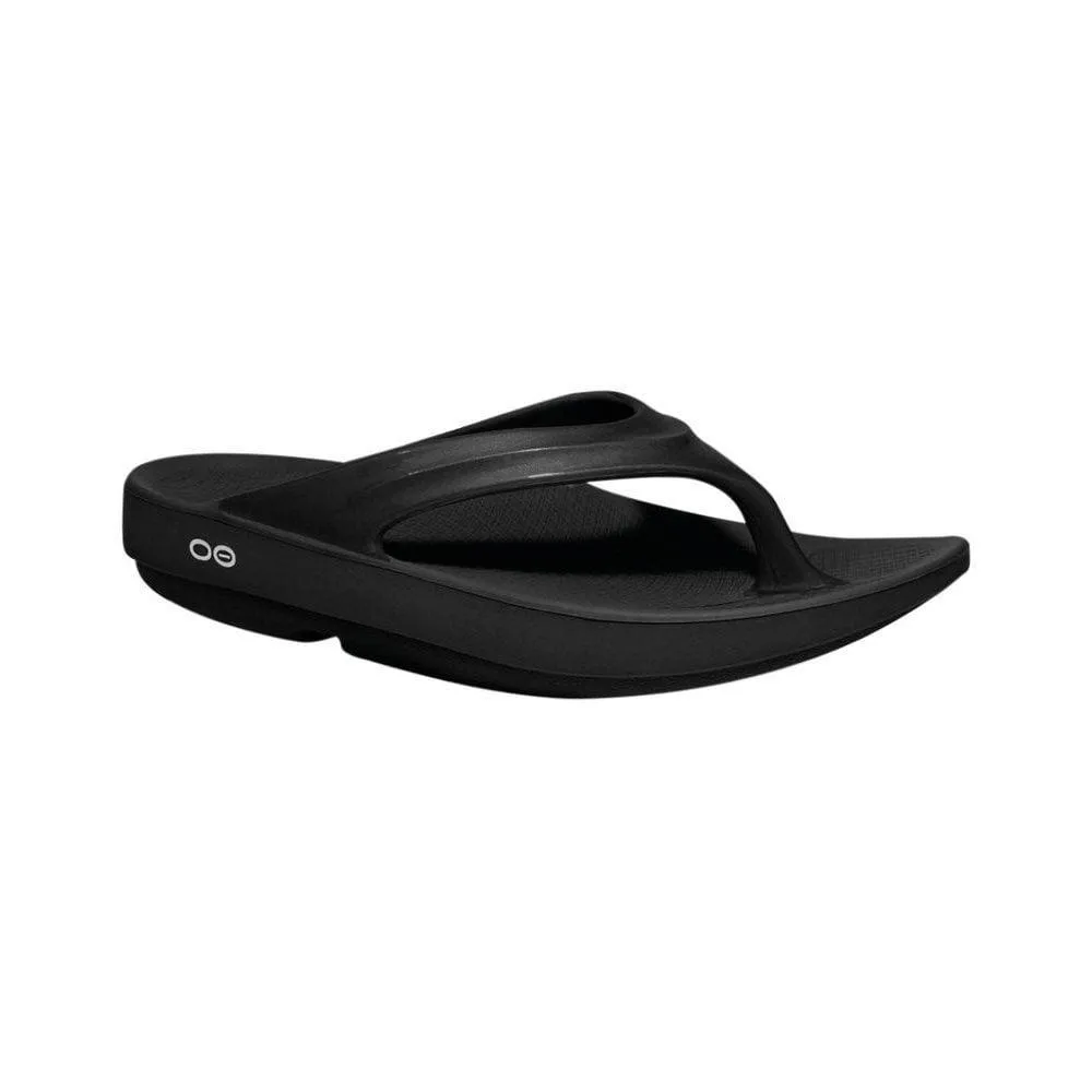 Oofos Womens Oolala Sandal Black Patent