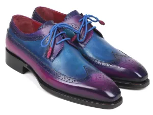 Paul Parkman Goodyear Welted Wingtip Derby Shoes in Purple & Blue