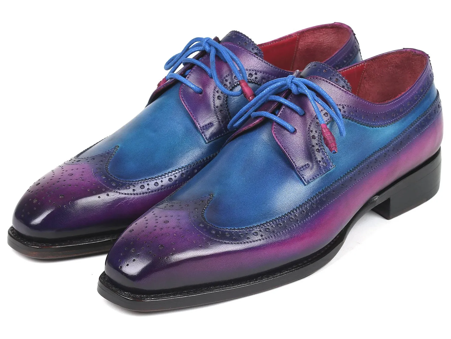 Paul Parkman Goodyear Welted Wingtip Derby Shoes in Purple & Blue