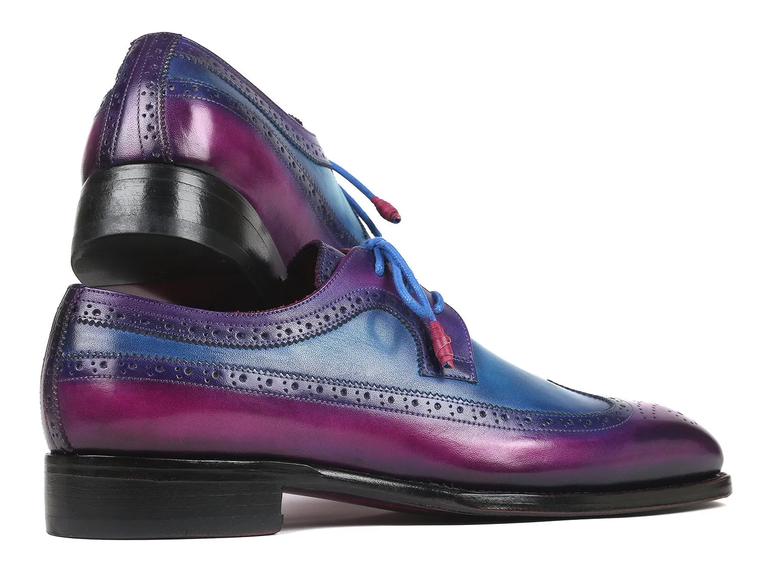 Paul Parkman Goodyear Welted Wingtip Derby Shoes in Purple & Blue