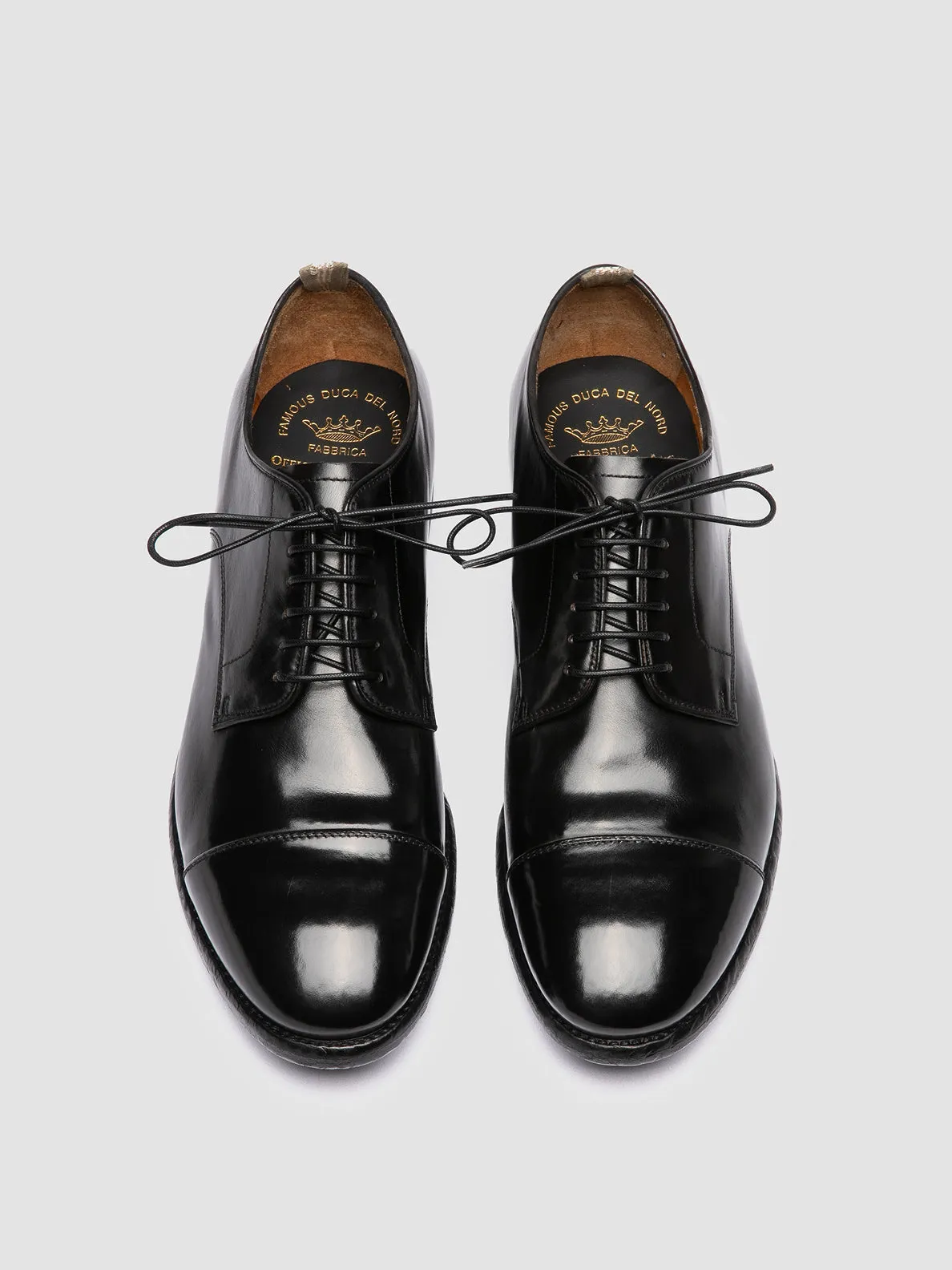 PRINCE 608 - Black Leather Derby Shoes