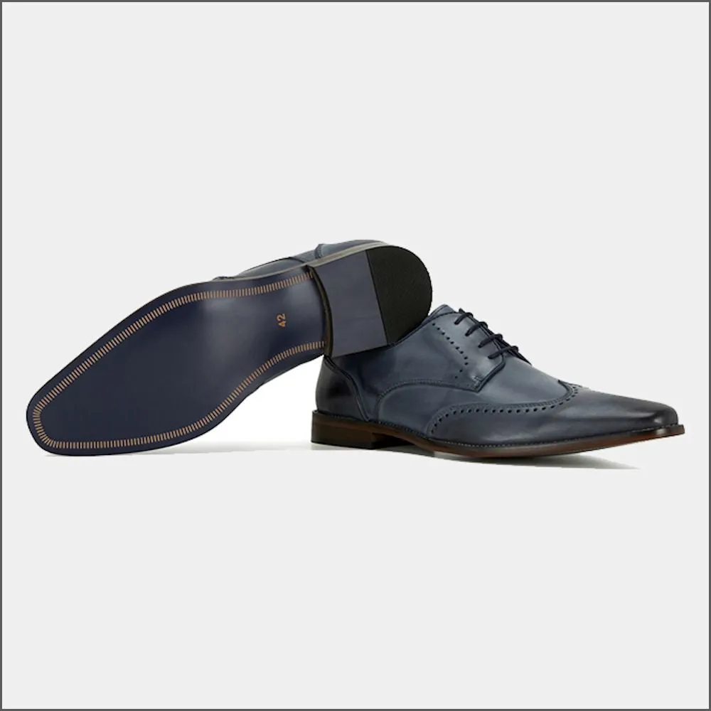 Remus Uomo Blue leather derby shoe>>