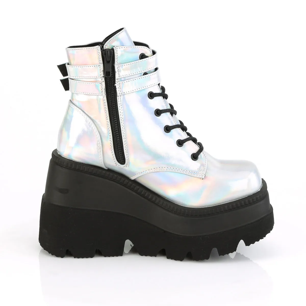 Shaker-52 Wedge Platform Silver Hologram Boots