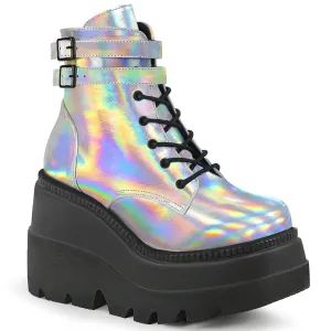 Shaker-52 Wedge Platform Silver Hologram Boots