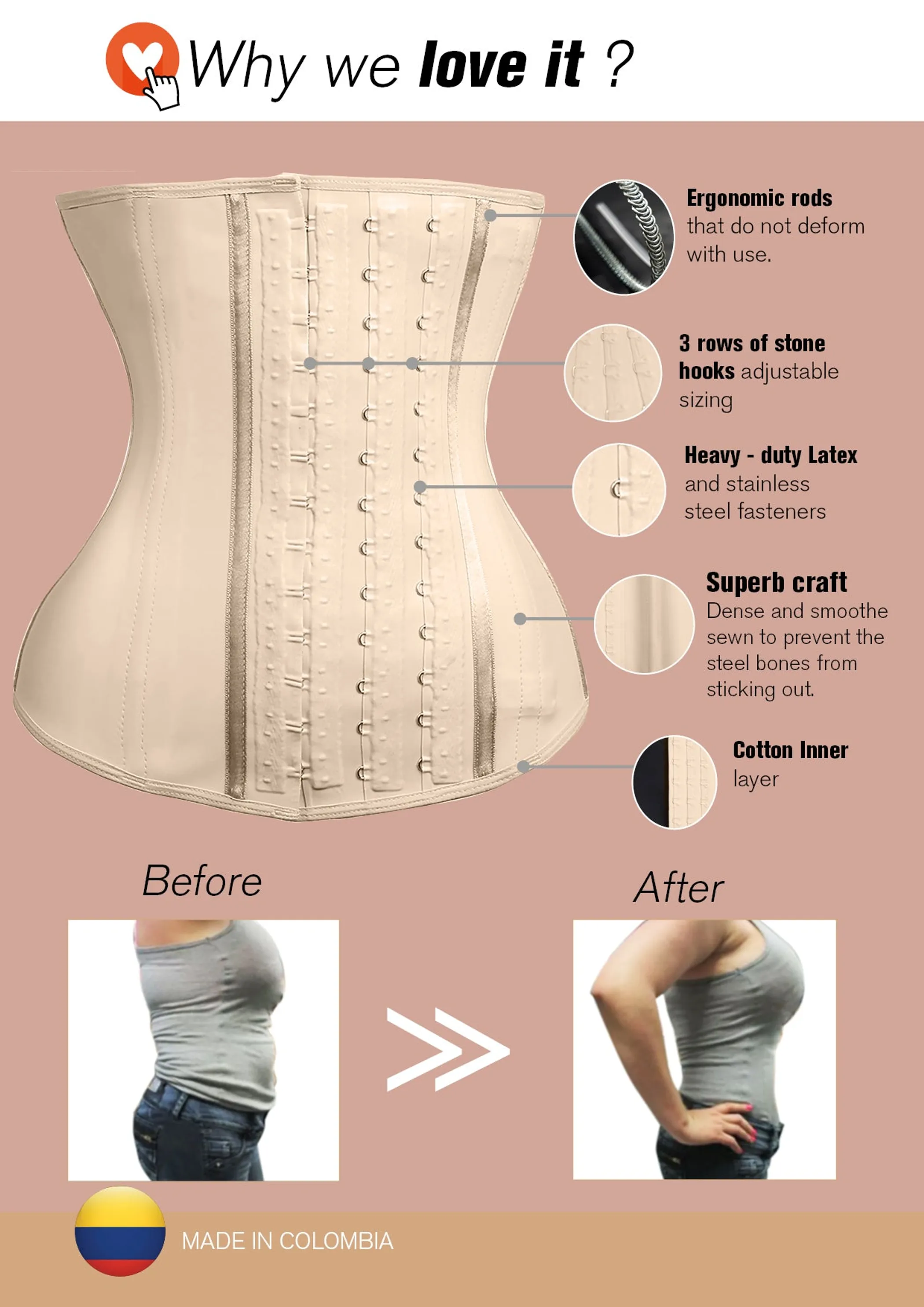 Siluet FN/F Natural Latex Waist Trainer Lined in Cotton