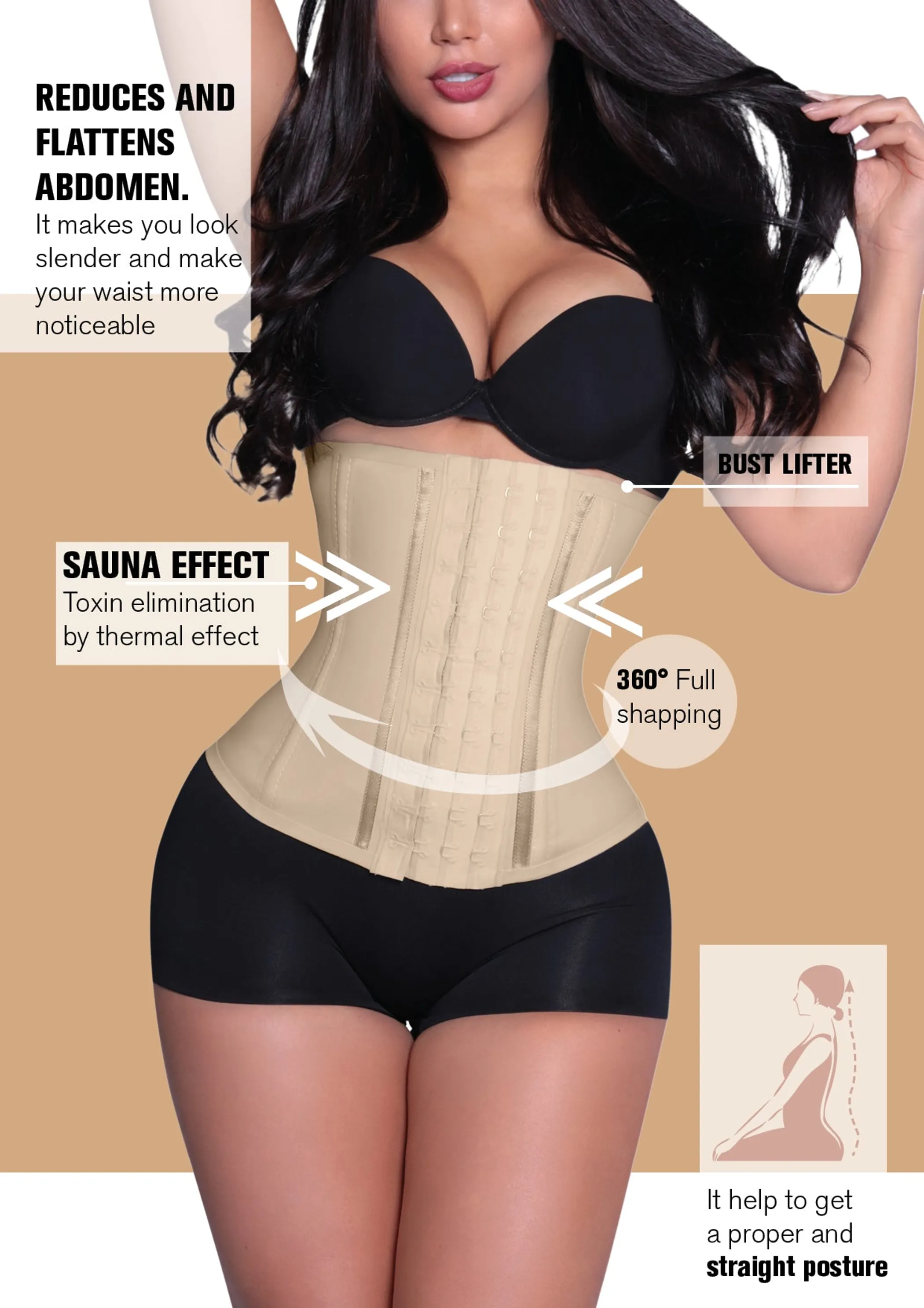 Siluet FN/F Natural Latex Waist Trainer Lined in Cotton