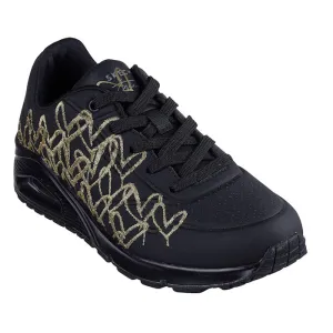 Skechers Uno Golden Heart X JGoldcrown  Black Gold