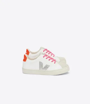 Veja Esplar Lace Girls White Silver Orange Trainer