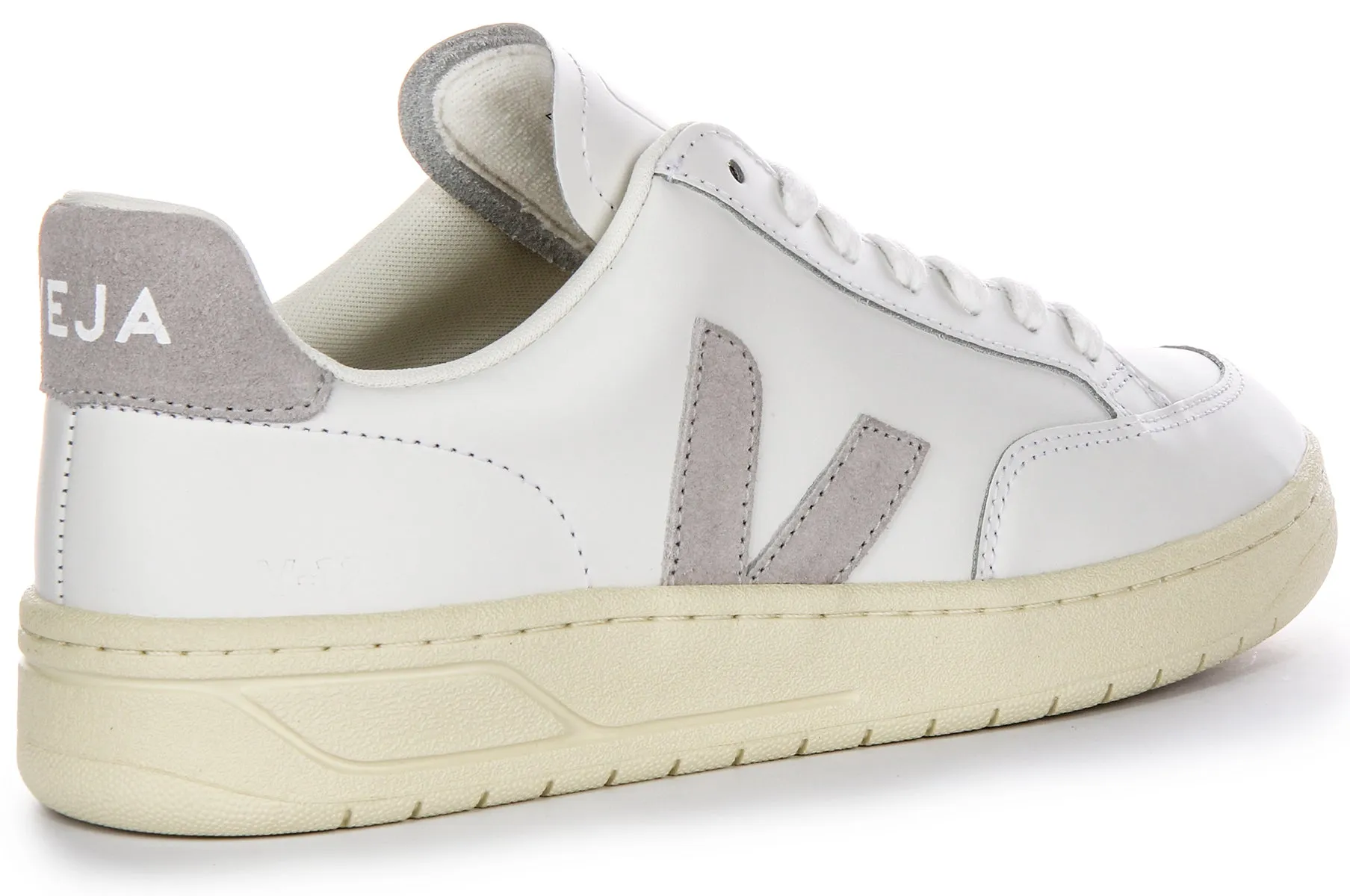 Veja V 12 Leather In Light Grey For Women