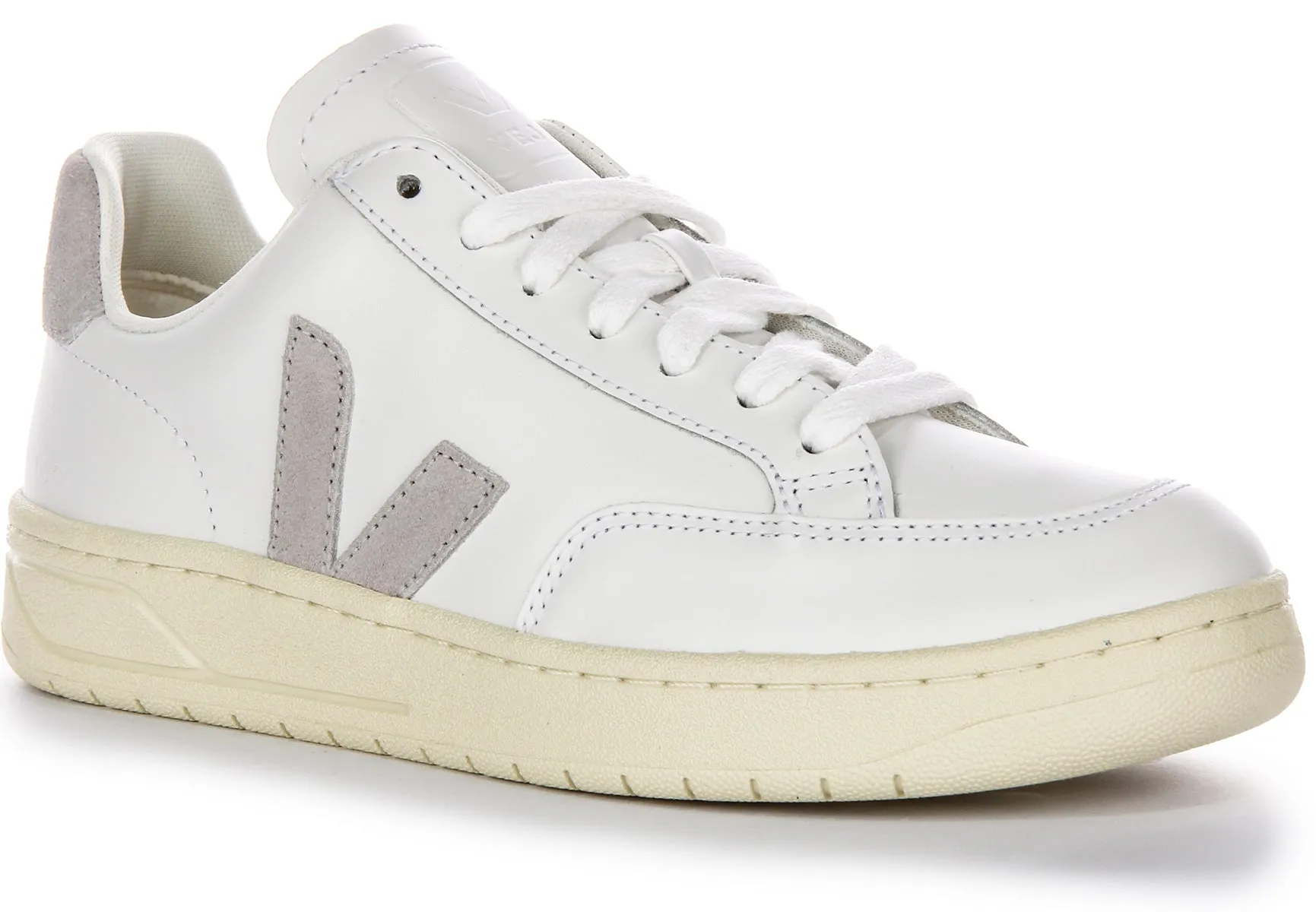 Veja V 12 Leather In Light Grey For Women