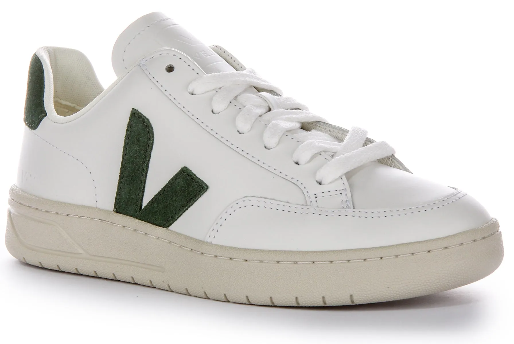 Veja V 12 Leather In White Green For Women