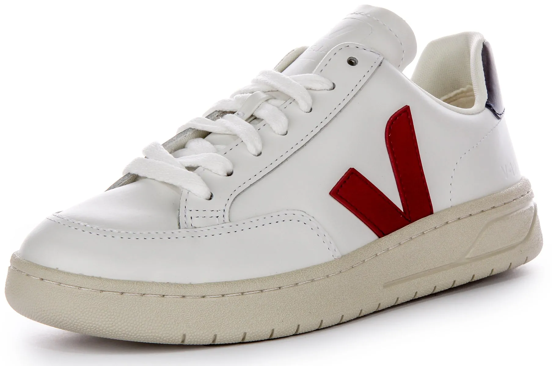 Veja V 12 Leather In White Red For Women